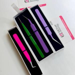 Pince à épiler pour extensions de cils GETUP BROSONS IMPEX droite/90°/isolation, revêtement en poudre coloré, avec votre propre logo personnalisé, outil de beauté - Product Image 2