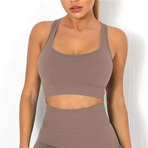 Ensemble de yoga réversible sexy en gros soutien-gorge rembourré à manches courtes short de levage de fesses vêtements de fitness deux pièces solides de grande taille - Product Image 6