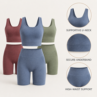 Ensembles de yoga personnalisés pour femmes, tenues de sport sans coutures à taille haute, effet push-up, extensibles, en latex