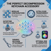 1 To 9 Key Clear Mechanical Switch Keychain Luminous Fidget Toy Stress Relief Tech Promo Gift Corporate Event Christmas Party