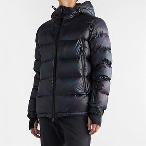 2025 Logo personnalisé hiver gonflé hommes doudoune surdimensionné bulle manteau avec boutons à capuche toile à motifs décoration - Product Image 1