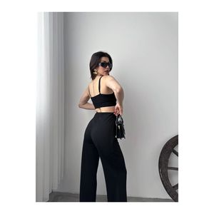 Pantaloni Palazzo in tessuto completamente flessibili e confortevoli in Velcro con Velcro nero