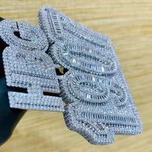 Colgante de Moissanita Personalizado Iced Out HBG 1907 con Aspecto de Diamante VVS, Joyería Hip Hop de Lujo, Cadena con Nombre - Product Image 3