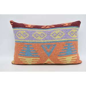 Multicolored Bohemian Wool Pillow 16x24 Inch Geometric Vintage Patterned <b>Cushion</b> Luxury Decorative <b>Cushion</b> Woven 18x18 Inch Size - Product Image 5