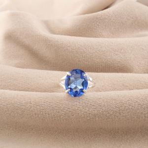 Bague de fiançailles en argent sterling avec tanzanite taille ovale, faite à la main, style Art déco, pierre précieuse certifiée IGI, bijou élégant, cadeau pour femme - Product Image 1