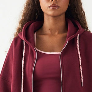 Sweat à capuche pour femme au quotidien avec tissu en polaire pelucheux, fermeture éclair, capuche douce et cordon de serrage réglable, prix d'usine 2026 - Product Image 2