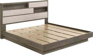 Fenwick Khung giường bằng gỗ hiện đại cỡ Đông <span class=keywords><strong>King</strong></span> Khung Giường Giường gỗ sồi Xám/hạnh nhân 48 inch Giường đồ nội thất gia đình - Product Image 3