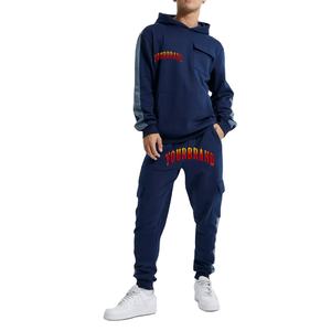 Ensemble de survêtements en coton personnalisé OEM avec plusieurs poches cargo Tenues de jogging 2 pièces en coton polaire éponge épais de haute qualité pour hommes - Product Image 1