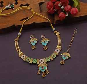 LATEST ANTIQUE TRADITIONAL and FASHIONABLE <b>SOUTH</b> <b>INDIAN</b> TEMPLE <b>JEWELLERY</b> SET and COPPER <b>SOUTH</b> NECKLACE SET for WOMEN NAD GIRLS - Product Image 1