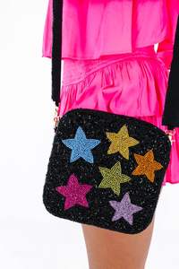 Colorful Beaded <b>Clutch</b> <b>Bag</b> with <b>Embroidered</b> Detailing and Strap - Product Image 4