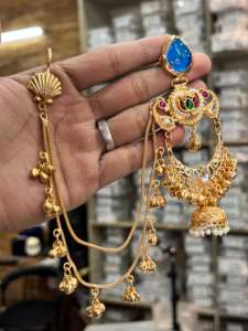 Premium Brass Base Pachi Kundan Doublet Stone Kashmiri <b>Earrings</b> <b>Gold</b> Polish <b>Earrings</b> For Women Latest Unique Design <b>Earrings</b> - Product Image 5