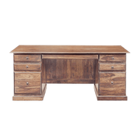 Bureau de direction traditionnel en bois massif durable |   Table de bureau à double piétement avec plateau pour clavier, écologique