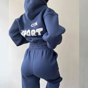 Conjunto de chándal con capucha transpirable de algodón 100% para mujer para la temporada de invierno - Product Image 3