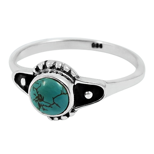 Venta caliente de buena calidad 925 plata esterlina piedra preciosa turquesa natural anillo de forma redonda joyería hecha a mano precio directo de fábrica - Product Image 1