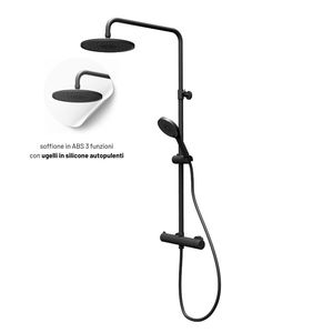 Colonna doccia con struttura in ottone telescopico atene con termostato finitura nera opaca set Hardware da bagno dotati di accessori - Product Image 5