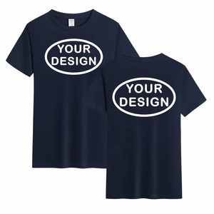 Stock été hommes et femmes 100% coton T-shirt personnalisé LOGO broderie impression photo texte publicité chemise col rond haut - Product Image 4