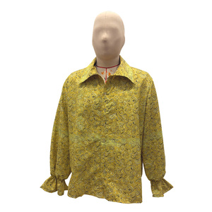 Camisa <span class=keywords><strong>de</strong></span> Manga Larga Estilo Hippie Vintage para Hombre, Diseño Psicodélico Amarillo con Estampado <span class=keywords><strong>de</strong></span> Remolinos, Ideal para Halloween y Festivales <span class=keywords><strong>de</strong></span> Música - Product Image 2