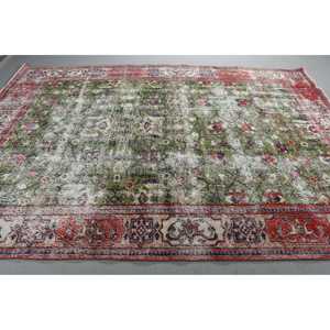 Vintage Oversize Rug, 7x10,2 ft Turkish Rug, <b>Red</b> Striped <b>Wool</b> Rug - Product Image 2