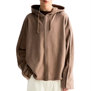 Sweats à capuche zippés surdimensionnés 450 gsm en éponge française sweats à capuche zippés de haute qualité streetwear personnalisé sweats à capuche zippés pour hommes - Product Image 3