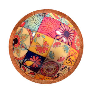 Tazón de fruta de forma redonda de madera decorativa Premium impresa para utensilios de cocina de mesa ensaladera Hogar y hoteles cuencos para servir comida - Product Image 4