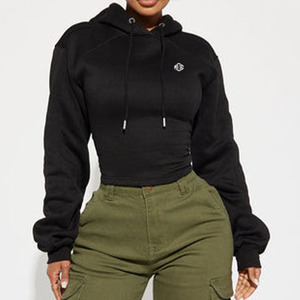 Sudadera Corta para Mujer con Espalda Abierta con Cordones, Logotipo Personalizado, Forro Polar, Sudadera con Capucha Elegante, Ropa Casual de Calle, Proveedor OEM de Marca Privada - Product Image 1