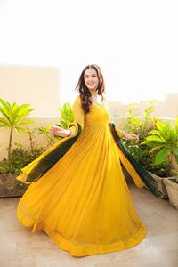 Heritage Style Anarkali <b>Lehenga</b> <b>Choli</b> Acrylic Long Sleeve Wrinkle Free Sun Protection Maxi Dress <b>for</b> <b>Women</b> Party Wear - Product Image 2