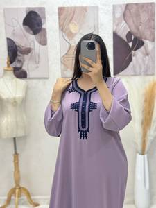 Gandoura Marroquí, Kaftán para Mujer, Bordado, Transpirable, Abaya Musulmana, Manga Larga, Corte Holgado, Largo hasta el Tobillo, Estilo Vintage, para Uso Diario y de Oración - Product Image 5