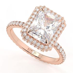 1.00 CT รัศมีที่ซ่อนอยู่เพชรตัดสดใสสำหรับผู้หญิงแหวนหมั้นพร้อมเน้นเสียง - Product Image 1