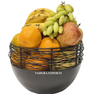 Panier à fruits en fil métallique de style cage, noir, élégant et aéré, 2026, décoration d'intérieur moderne et artistique, durable, pour fruits - Product Image 1