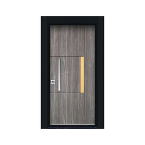 Porte d'entrée en acier gris de qualité supérieure, design extérieur moderne, porte d'entrée en métal imperméable avec poignée - Product Image 5