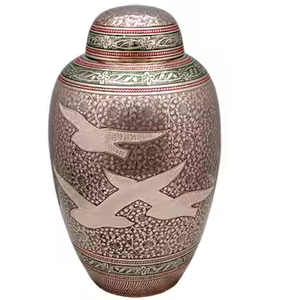 Urnes de souvenir décoratives en aluminium uniques faites à la main pour adultes animaux de compagnie bébés-Vase de table de crémation de cendres funéraires personnalisées-Vente en gros - Product Image 2