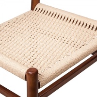 Chaise de salle à manger moderne pliable et empilable, style nordique, en bois de frêne massif avec corde tressée, finition brun foncé, pour la maison et les villas