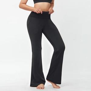 Wholesale Custom LOGO Quick Dry Nylon Spandex Pants Ventilation Plus Size <b>Flared</b> <b>Yoga</b> <b>Leggings</b> Fitness Workout <b>Yoga</b> Track Pants - Product Image 2