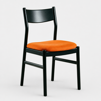 Chaise de salle à manger mobile en bois massif de style rétro, luxe léger, assise rembourrée en cuir PU, dossier confortable, simple, pour restaurant