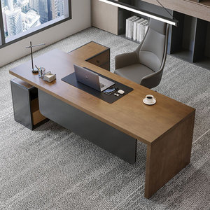 Modern Solid <b>Wood</b> L-Shaped Executive Desk with Spacious Work Surface for Office Home Study - Product Image 1