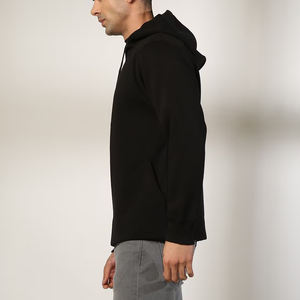 Sweat à capuche pour homme 100% coton noir solide personnalisé DTF imprimé Logo lourd 500GSM confortable pour l'hiver Vente en gros - Product Image 5