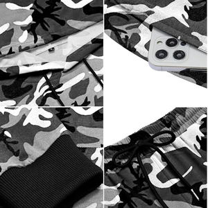 Personnalisable camouflage polaire coton pull survêtement hommes Streetwear sweat à capuche jogger ensemble surdimensionné unisexe pour l'hiver - Product Image 5