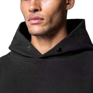 Sweat à capuche personnalisé d'hiver à boutons lourds 100% coton polaire pull épaule tombante Boxy surdimensionné coupe normale Hip Hop Streetwear - Product Image 2