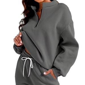 Conjunto Deportivo Unisex Ecológico con Cierre en el Cuello, Pantalones Deportivos Lavables y Suaves, Ropa Deportiva Informal para Correr en Invierno - Product Image 1