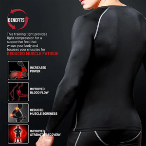 Camiseta de entrenamiento de compresión con logotipo personalizado para hombre, camiseta de entrenamiento de secado rápido de manga larga para deportes de Fitness, transpirable a prueba de viento de talla grande - Product Image 3