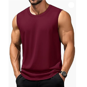 Débardeur en coton décontracté Athlétique de haute qualité 200gsm sans manches Muscle Fitness Gym Workout Fitness Loose Tank t Shirt pour hommes - Product Image 1