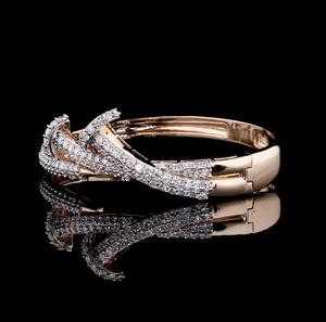 Pulsera cruzada de diamantes redondos cultivados en laboratorio de oro rosa de 14 quilates, lujo para mujer - Product Image 2