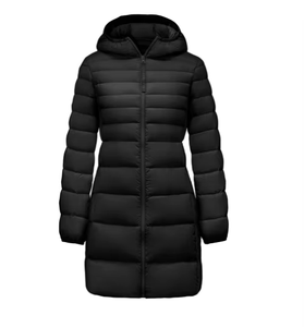 Chaqueta acolchada para mujer con capucha de manga larga con cremallera gruesa Casual Color sólido impermeable Logo poliéster - Product Image 6