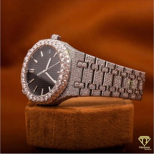 นาฬิกากลไกฮิปฮอปประดับเพชรทันสมัยสำหรับผู้ชายลดกระหน่ำนาฬิกาสเตนเลสสตีลสีดำสำหรับปลูกในห้องปฏิบัติการน้ำแข็งเต็มรูปแบบ - Product Image 5