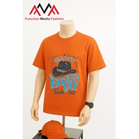 T-shirt à manches courtes en coton mélangé terylène (TC) vietnamien, coupe décontractée, respirant, imprimé orange, imprimé graphique