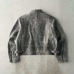 Veste en cuir PU vintage décolorée légère et imperméable personnalisée pour hommes et femmes avec imprimé animal - Product Image 2