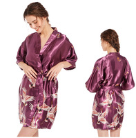 Nouvelle Simulation Soie Dames Pyjamas Grande Taille Peignoir Femme Vêtements De Nuit Personnalisé Imprimé Satin Femmes Robe