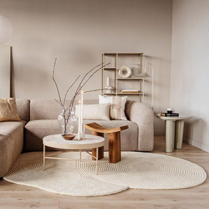 Tapis en laine touffeté à la main, blanc ivoire, solide, moderne, confortable, décor à la maison, à poils hauts, antidérapant, taille personnalisable, idée cadeau - Product Image 2