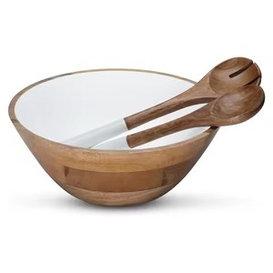 Bols en bois durables avec serveurs à salade Grand bol en bois de manguier pour salade de fruits Collations Conçu pour le mélange et le service - Product Image 1