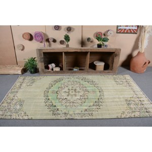 พรมตุรกีวินเทจขนาดใหญ่4.2x8.3ft ทำด้วยมือผ้าขนสัตว์มียางสีเขียวเย็บปะติดปะต่อกันออกแบบสำหรับห้องโถงหรือห้อง - Product Image 1